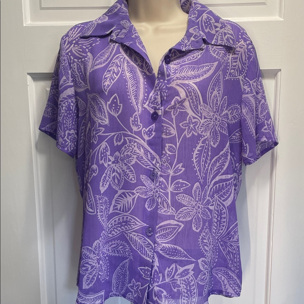 Susan Graver sheer floral button down